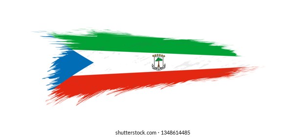 Flag of Equatorial Guinea in grunge brush stroke, vector grunge illustration.