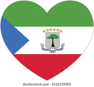 The flag of Equatorial Guinea. Heart shaped flag icon. Standard color. Heart icon flag. Vector illustration