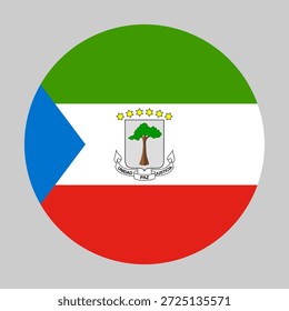 The flag of Equatorial Guinea. Flag icon. Standard color. Round flag. Computer illustration. Digital illustration. Vector illustration