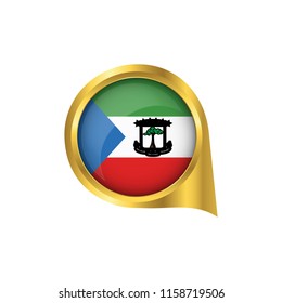 Flag of Equatorial Guinea, location map pin, pointer flag Equatorial Guinea, button gold, Icon country . Vector Illustration EPS10.