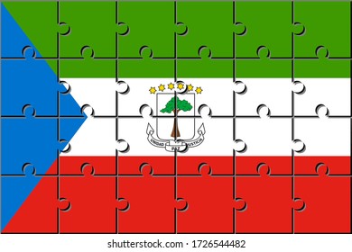 flag of equatorial guinea made with jigsaw puzzle pieces.