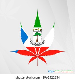Flag of Equatorial Guinea in Marijuana leaf shape. The concept of legalization Cannabis in Equatorial Guinea. Medical cannabis illustration.