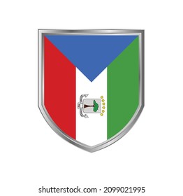 Flag of Equatorial Guinea with metal shield frame