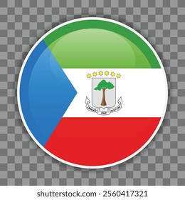 Flag of Equatorial Guinea on checkered background. Round vector icon for mobile apps, UI or web design