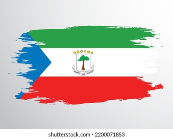 Flag of Equatorial Guinea. Flag of Equatorial Guinea painted with a brush.