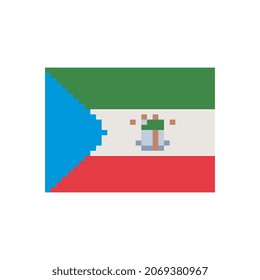 Flag Equatorial Guinea. Pixel art. Stickers design. Isolated vector illustration. 
