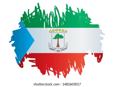Flag of Equatorial Guinea, Republic of Equatorial Guinea. Template for award design, an official document with the flag of Equatorial Guinea. Bright, colorful vector illustration.