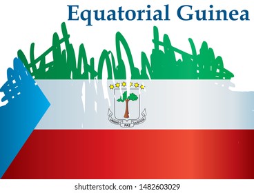 Flag of Equatorial Guinea, Republic of Equatorial Guinea. Template for award design, an official document with the flag of Equatorial Guinea. Bright, colorful vector illustration.