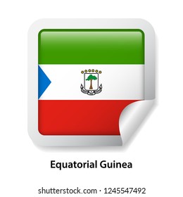 Flag of Equatorial Guinea. Round glossy sticker
