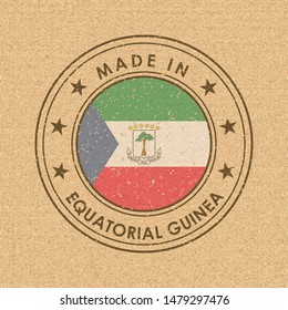 Flag of Equatorial Guinea. Round Label with Country Name for Unique National Goods. Vector Isolated