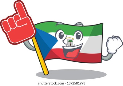Flag equatorial guinea Scroll mascot cartoon style with Foam finger