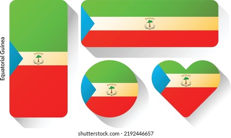 Flag of Equatorial Guinea, set of flags , flag button , Heart of flag	
