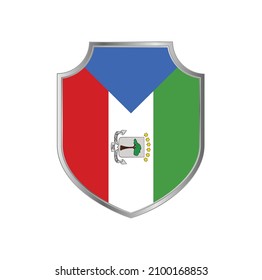 Bandera de Guinea Ecuatorial con marco plateado
