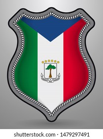 Flag of Equatorial Guinea. Vector Badge and Icon. Vertical Orientation Version. Isolated