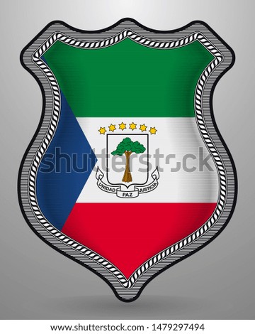 Flag of Equatorial Guinea. Vector Badge and Icon. Horizontal Orientation Version. Isolated
