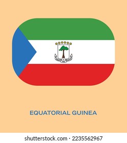 Flag of Equatorial Guinea, Equatorial Guinea flag vector illustration, Equatorial Guinea flag in rounded corner, Button style Equatorial Guinea flag.