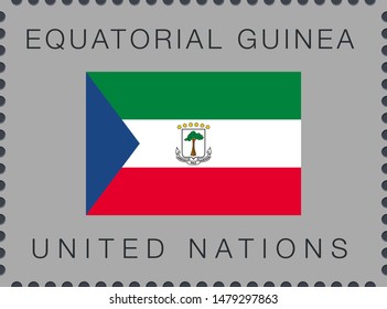 Flag of Equatorial Guinea. Vector Sign and Icon. Postage Stamp. Isolated