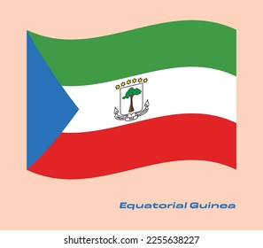 Flag of Equatorial Guinea, Waving National flag of Equatorial Guinea, National flag of Equatorial Guinea vector illustration.