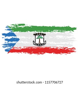 Flag of Equatorinal Guinea the illustration vector on a white background, brush stroke Design Elements