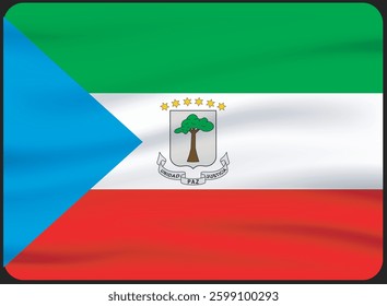 The flag of Equitorial Guinea.Waving Flag icon. Standard color. Standard size. A rectangular flag. Computer illustration. Digital illustration. Vector illustration