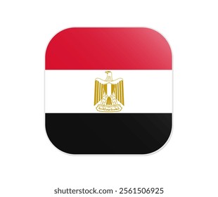 Flag of Eqypt icon. Rounded square flat vector of flag icon design, isolated on white background. vector illustration