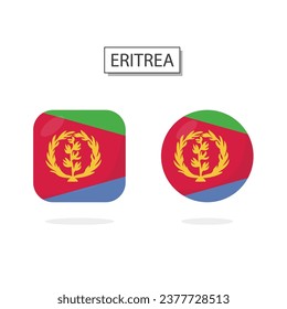 Flag of Eritrea 2 Shapes icon 3D cartoon style.