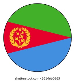 Flag of Eritrea. Black edge. Eritrea circle flag logo icon computer vector illustration design.