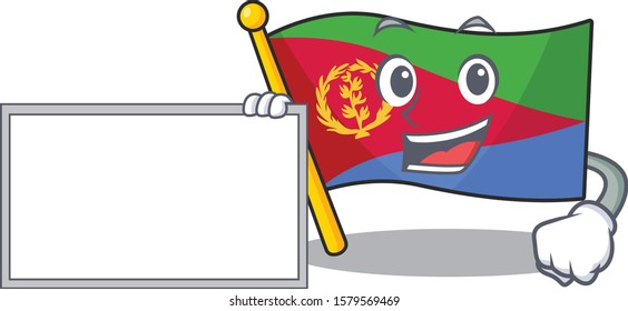 Flag eritrea with board cartoon Character design style