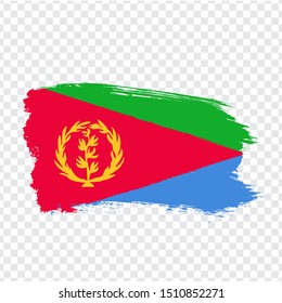 Flag Eritrea from brush strokes. Flag State of Eritrea on transparent background for your web site design, logo, app, UI.  Africa. Stock vector.  EPS10.