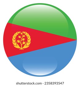 The flag of Eritrea. Button flag icon. Standard color. Circle icon flag. 3d illustration. Computer illustration. Digital illustration. Vector illustration.