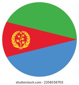 The flag of Eritrea. Button flag icon. Standard color. Circle icon flag. Computer illustration. Digital illustration. Vector illustration.