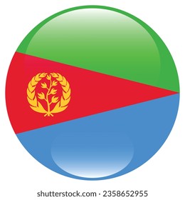 The flag of Eritrea. Button flag icon. Standard color. Circle icon flag. 3d illustration. Computer illustration. Digital illustration. Vector illustration.