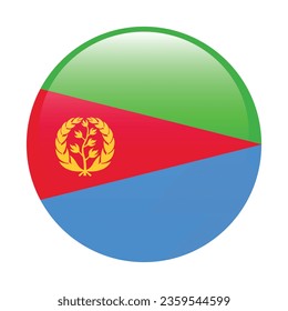 The flag of Eritrea. Button flag icon. Standard color. Circle icon flag. 3d illustration. Computer illustration. Digital illustration. Vector illustration.