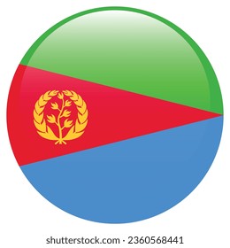 La bandera de Eritrea. Icono de indicador de botón. Color estándar. Indicador de icono de círculo. 3 quinquies ilustración. Ilustración del equipo. Ilustración digital. Ilustración vectorial.