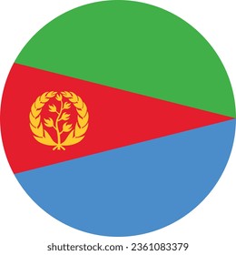 The flag of Eritrea. Button flag icon. Standard color. Circle icon flag. Computer illustration. Digital illustration. Vector illustration.