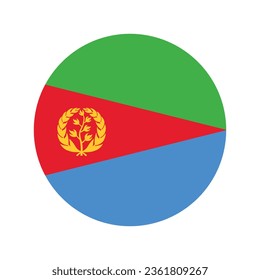 Die Flagge Eritreas. Button-Flag-Symbol. Standardfarbe. Circle Icon Flag. Computergrafik. Digitale Illustration. Vektorgrafik.