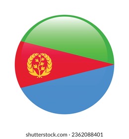 The flag of Eritrea. Button flag icon. Standard color. Circle icon flag. 3d illustration. Computer illustration. Digital illustration. Vector illustration.