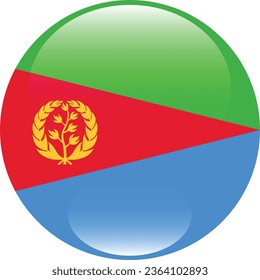 The flag of Eritrea. Button flag icon. Standard color. Circle icon flag. 3d illustration. Computer illustration. Digital illustration. Vector illustration.