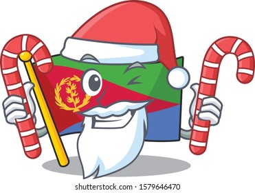 Flag eritrea Cartoon character in Santa with candy