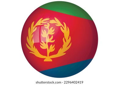 Flag of Eritrea. Eritrean national symbol in official colors. Template icon. Abstract vector background. Round glass light ball, 3D big bubble, sphere.
