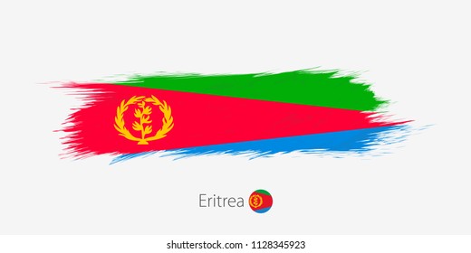 Flag of Eritrea, grunge abstract brush stroke on gray background. Vector illustration.