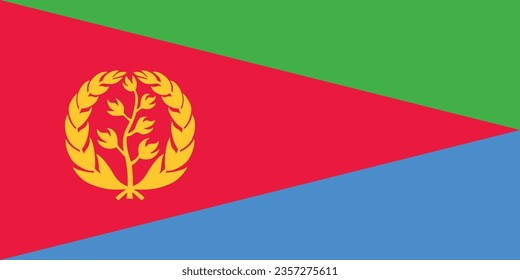 The flag of Eritrea. Flag icon. Standard color. Standard size. A rectangular flag. Computer illustration. Digital illustration. Vector illustration.