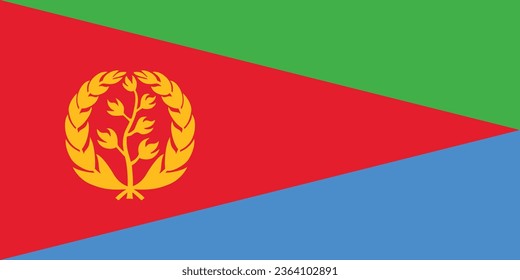 The flag of Eritrea. Flag icon. Standard color. Standard size. A rectangular flag. Computer illustration. Digital illustration. Vector illustration.