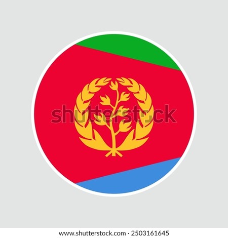 The flag of Eritrea. Flag icon. Standard color. Round flag. Computer illustration. Digital illustration. Vector illustration.	