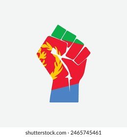 Flag of Eritrea in the shape of raised hand sign isolated on background. Fist symbol modern, simple, vector, icon for website design, mobile app, ui. Vector Illustration