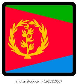 Flag of Eritrea in the shape of square with contrasting contour, social media communication sign, patriotism, a button for switching the language on the site, an icon.