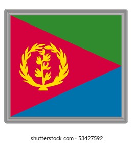 Flag of Eritrea with silver frame