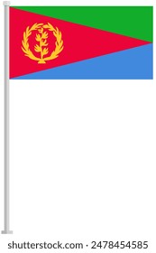 Flag of Eritrea with silver pole flat icon isolated on white background.