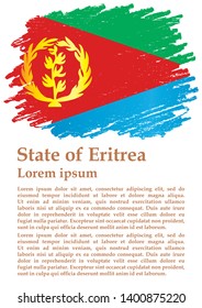 Flag of Eritrea, State of Eritrea, is a country in the Horn of Africa. Template for award design, an official document with the flag of Eritrea. Bright, colorful vector illustration.
