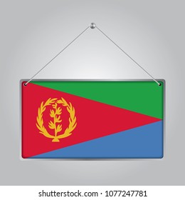 Flag of Eritrea. The symbol of the state in the pennant hanging on the rope, 
rectangle hanging. Vector Illustration EPS10.